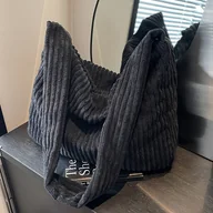 Torebki damskie - TEMU Torebka na ramię z korduroju dla kobiet, jednolity , lekka, duża pojemność, zamek błyskawiczny, puszysta torba pod pachę z mocnymi uchwytami, - miniaturka - grafika 1