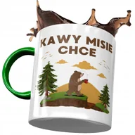 Kubki - Kubek Zielony Śmieszny Kawy Misie Chce Prezent z Nadrukiem ze Zdjęciem + Opakowanie na prezent (wzór 04) - miniaturka - grafika 1