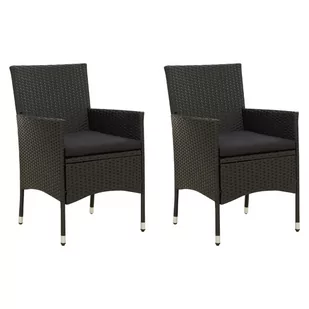 vidaXL Krzesła ogrodowe z poduszkami 2 szt. polirattan czarne 316681 - Fotele i krzesła ogrodowe - miniaturka - grafika 1