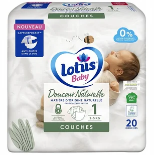Pieluszki Lotus Baby Douceur Naturelle Rozmiar 1 20 szt., 2-5 kg - Pieluchy - miniaturka - grafika 1