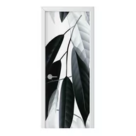 Naklejki na ścianę - Naklejka na drzwi HOMEPRINT Czarno-białe liście 95x205 cm - miniaturka - grafika 1