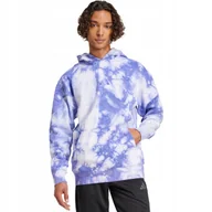 Bluzy męskie - Bluza męska adidas ALL SZN Fleece Washed Hoodie niebiesko-biała IY6591 L - miniaturka - grafika 1