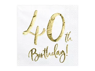PartyDeco Serwetki 40th Birthday, biały, 33x33cm SP33-77-40-008 - Dekoracje i nakrycia stołu na imprezę - miniaturka - grafika 2