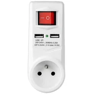 Rozgałęźniki - Vayox Rozgałęźnik Elektryczny VA0138 1 Gniazdo 2x USB Przełącznik Biały - miniaturka - grafika 1