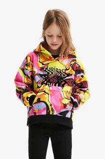 Bluzy dla dziewczynek - Desigual bluza dziecięca z kapturem z nadrukiem - grafika 1