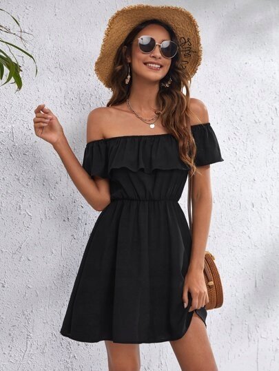 SHEIN SUKIENKA KOKTAJLOWA CZARNA MINI 38 V7X