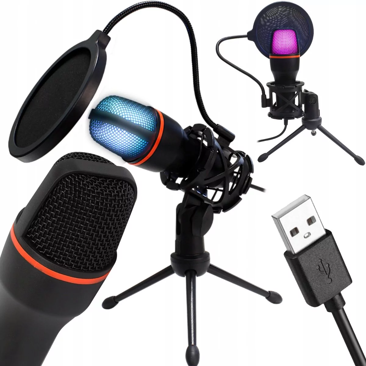 Mikrofon Do Komputera Pojemnościowy Usb Karaoke Bm-3000