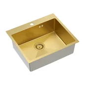 Zlewozmywaki - Zlewozmywak stalowy Root Chef Moon Box, 55 x 48 x 20 cm, z syfonem, złoty - miniaturka - grafika 1