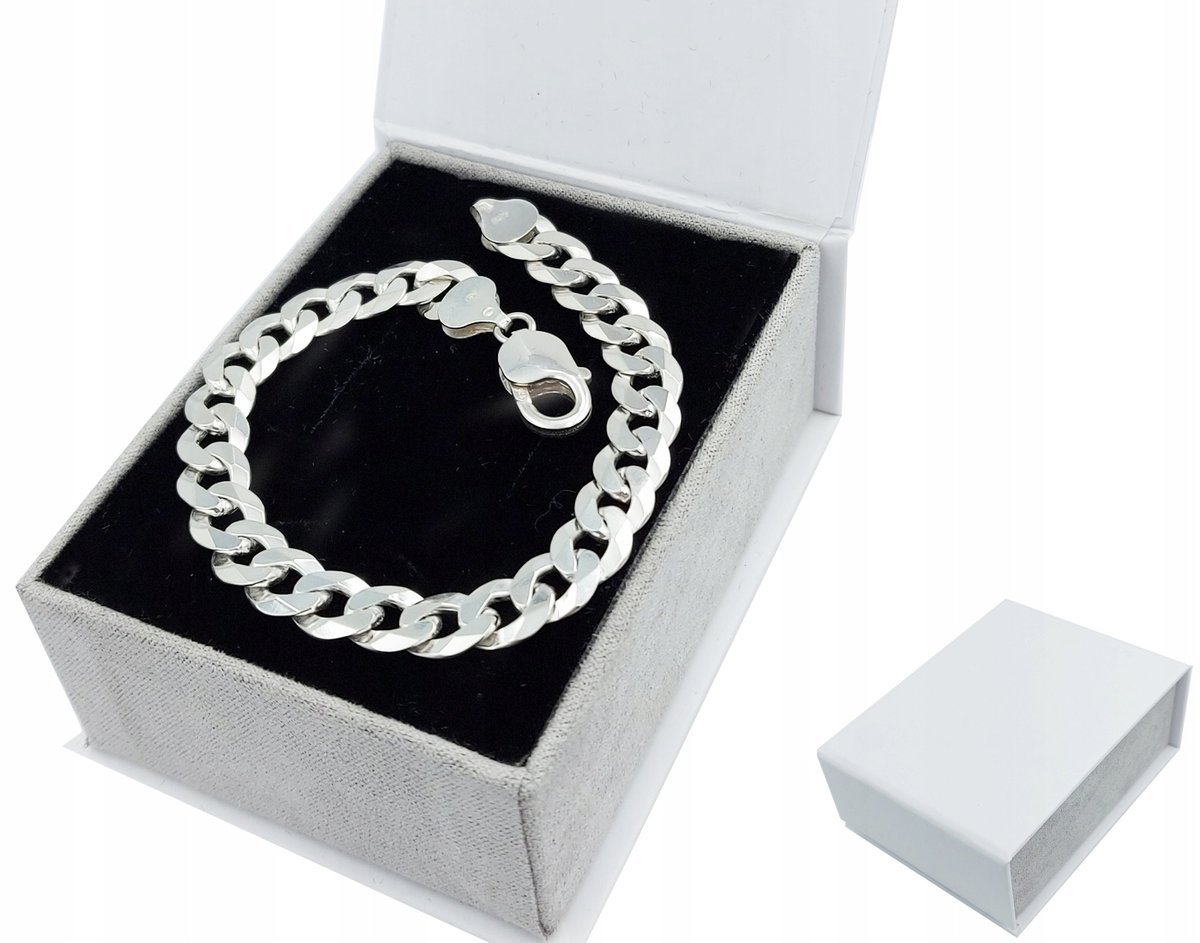 Męska bransoleta pełna pancerka próba srebra 925