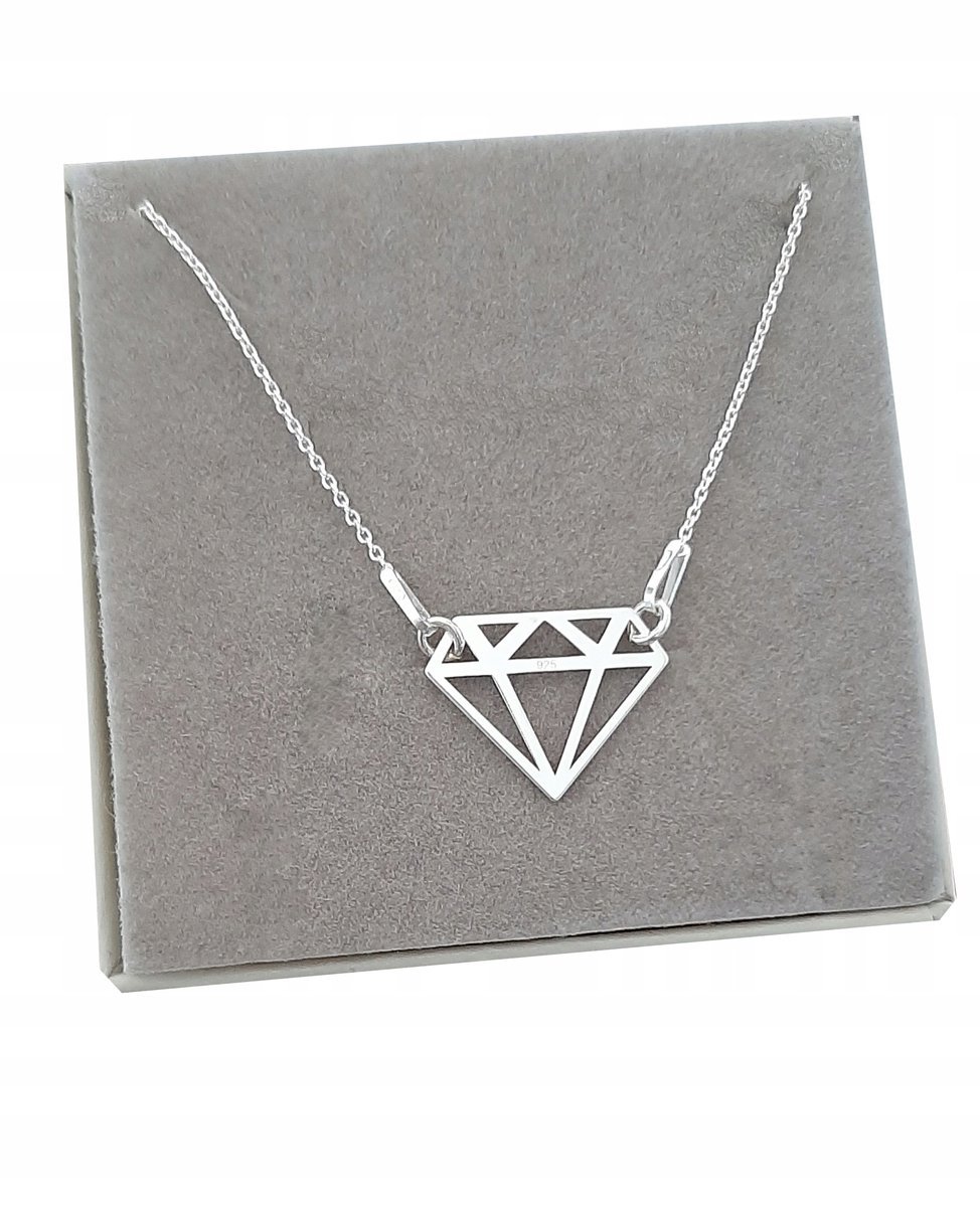 Naszyjnik celebrytka DIAMENT diamencik srebro 60cm