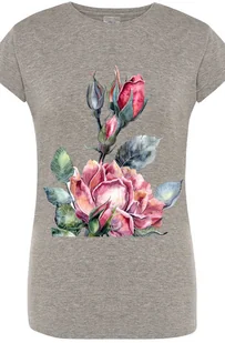 Roża Damski Modny Kolorowy T-Shirt Nadruk Rozm.L - Koszulki i topy damskie - miniaturka - grafika 1