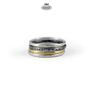 Pierścionek TEXTURE - 4 obrączki srebro T4 - Pierścionki - miniaturka - grafika 1