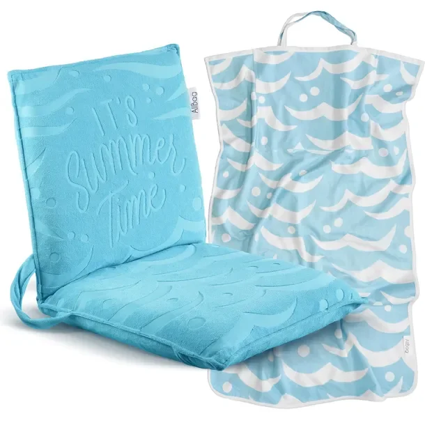 Leżak Plażowy Frotte 150kg + Torba-ręcznik Plażowy 2w1 Bawełniany 87x150 Cm