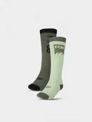 Skarpetki męskie - Męskie skarpetki snowboardowe 4F 4FWAW24UFSOM156 - zielone - miniaturka - grafika 1