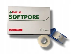Batist Softpore, Plaster Przylepiec Włókninowy, 2,5cmx9,15m, 12 Szt. - Apteczki i materiały opatrunkowe - miniaturka - grafika 1
