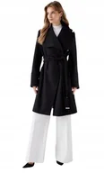 Płaszcze damskie - Coast Damski Czarny Klasyczny Płaszcz z Paskiem 46 Hkb - miniaturka - grafika 1
