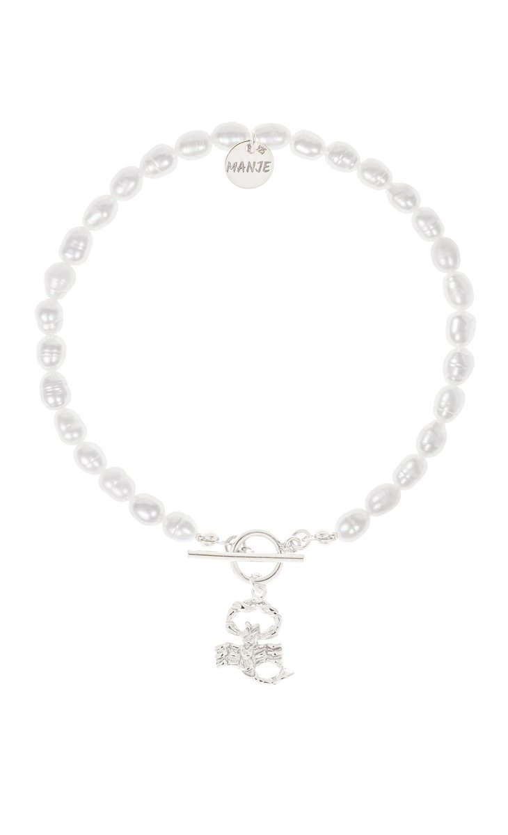 Bransoletka z pereł ze srebrnym znakiem zodiaku Skorpion 19 cm