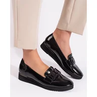 Półbuty damskie - Goodin Czarne damskie lordsy na platformie - miniaturka - grafika 1