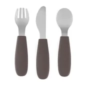 Sztućce dla dzieci - Petite&Mars Take&Match Stainless Steel Cutlery Set sztućce dla dzieci Bitter Cocoa 12m+ 3 szt. - miniaturka - grafika 1