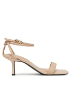 Sandały damskie - Tommy Hilfiger Sandały Leather Knots Kitten Sandal FW0FW08424 Beżowy - miniaturka - grafika 1