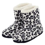 Kapcie damskie - Damskie kapcie buty luksusowe nadruk w panterkę polar sztywna antypoślizgowa podeszwa, Czarny, 40 EU - miniaturka - grafika 1