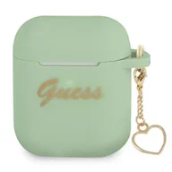 Akcesoria do słuchawek - Guess GUA2LSCHSN AirPods cover zielony/green Silicone Charm Heart Collection - miniaturka - grafika 1