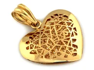 Wisiorki - Zawieszka złota wypukłe serce z ażurem - miniaturka - grafika 1