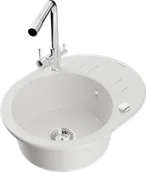 Zlewozmywaki z baterią - Mexen Kevin zlewozmywak granitowy 1-komorowy z ociekaczem i baterią kuchenną Duero, biały - 6517-20-671600-00 - miniaturka - grafika 1