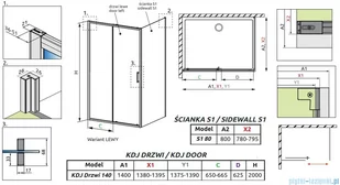 Radaway Premium Pro Black Kdj kabina 140x80cm lewa szkło przejrzyste 1015140-54-01L/1016080-54-01 - Kabiny prysznicowe Radaway Premium Pro Black Kdj kabina 140x80cm lewa szkło przejrzyste 1015140-54-01L/1016080-54-01 - Kabiny prysznicowe - miniaturka - grafika 2
