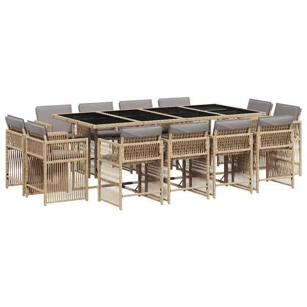 Zestaw Mebli Ogrodowych Rattan PE, Stół 220x106x73cm, Krzesła 50,5x54x79