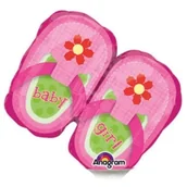 Baby shower i roczek - Amscan Balon foliowy "Buciki Baby Girl", różowe, 10" SHP 2886802 - miniaturka - grafika 1