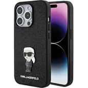 Etui i futerały do telefonów - Karl Lagerfeld KLHCP15LGKNPSK iPhone 15 Pro 6.1" czarny/black hardcase Fixed Glitter Ikonik Logo Metal Pin - miniaturka - grafika 1