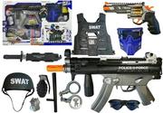 Zabawki militarne - LEANToys Zestaw Policyjny Pistolet na strzałki MP5 Rewolwer 4875 - miniaturka - grafika 1