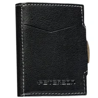 Portfele - Skórzany mały portfel ultra cienki slim męski pionowy na zatrzask PETERSON czarny klasyczny zewnętrzna zamykana na suwak kieszeń na bilon ochrona RF.. - Empik - miniaturka - grafika 1