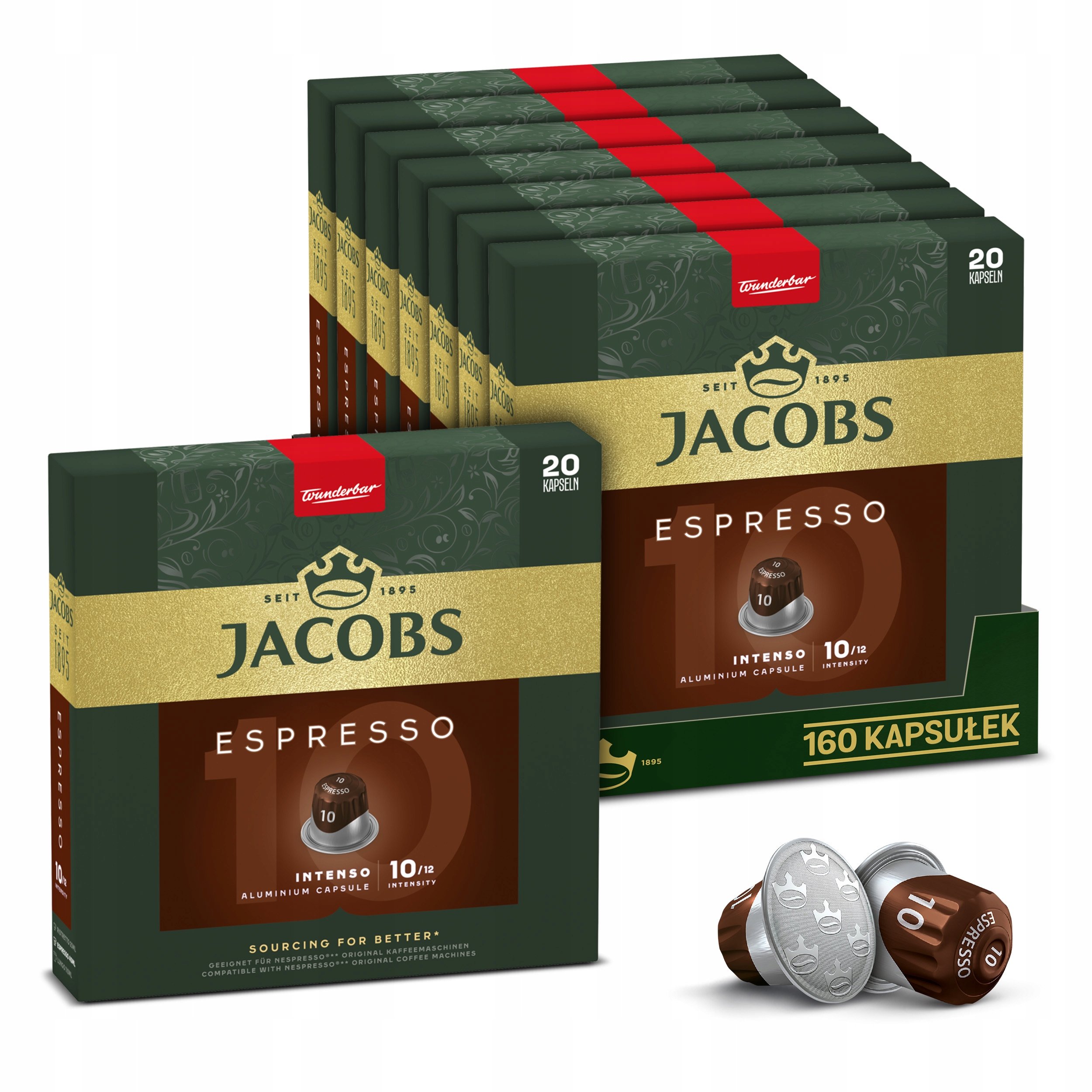Kapsułki Jacobs Espresso 10 do Nespresso(r)* 8x 20 sztuk [160 kaw]