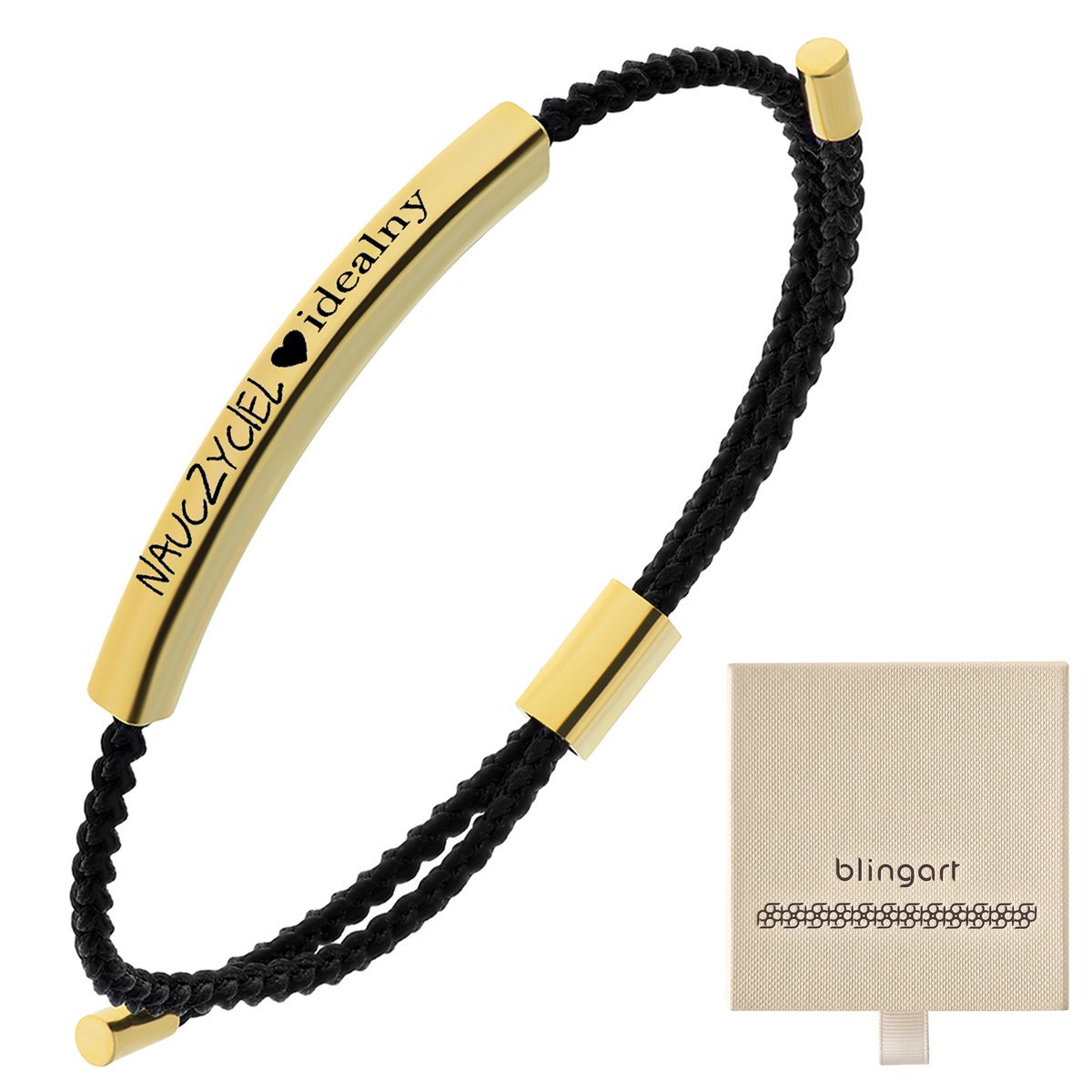 Bransoletka męska z GRAWEREM sznurkowa STAL 316L k