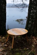 Ławy i stoliki kawowe - Oval Herringbone - Dębowy stolik kawowy z mozaiką herringbone - miniaturka - grafika 1