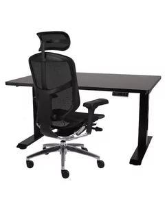 Zestaw gamingowy:  Fotel Enjoy 2 BS Black + Biurko regulowane Alto 101 czarne - Fotele gamingowe - miniaturka - grafika 1