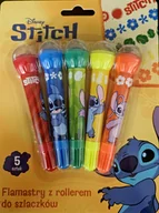 Przybory szkolne - Disney Stitch Flamastry z rollerem do szlaczków 5szt - miniaturka - grafika 1