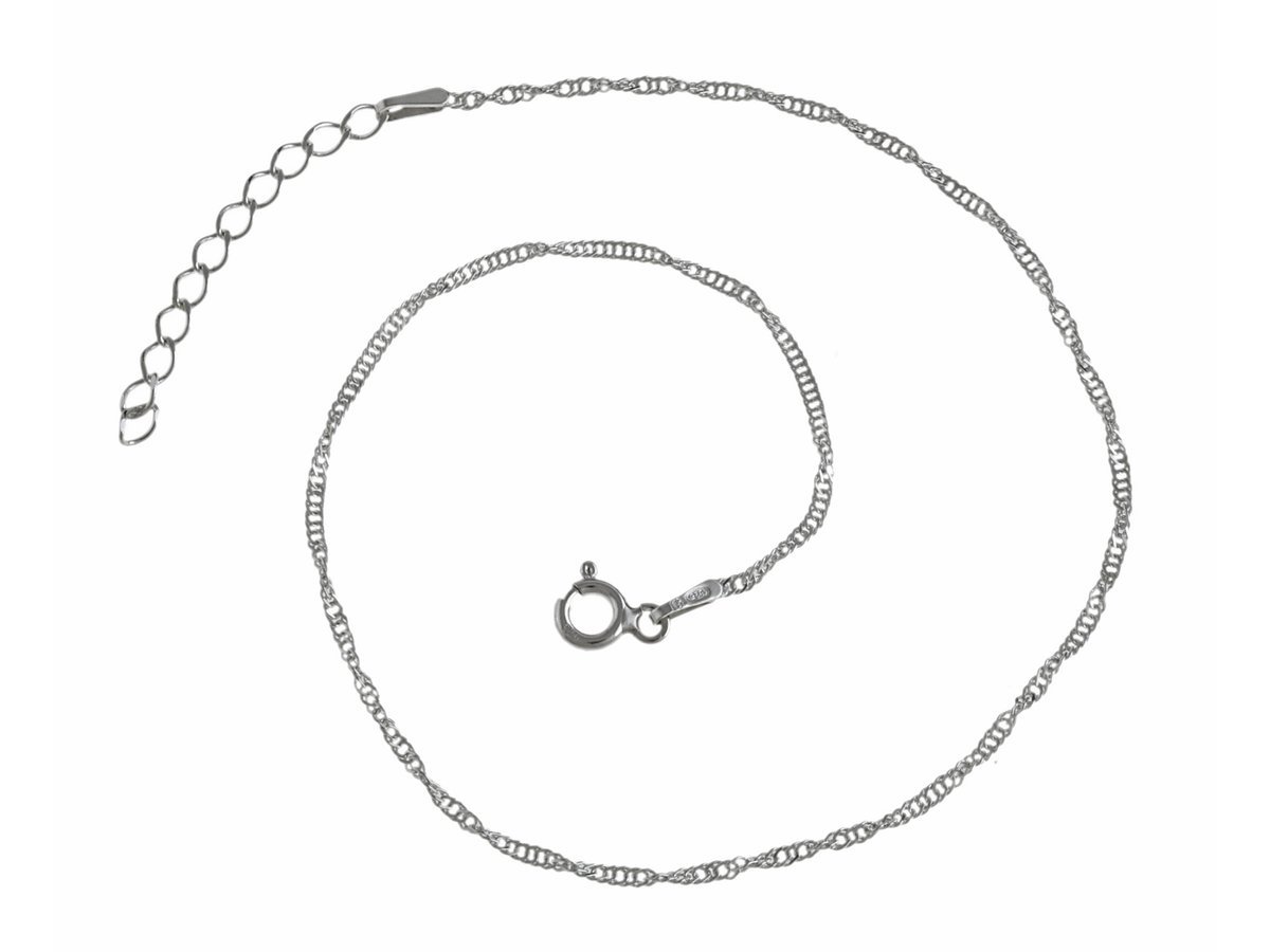 Bransoletka łańcuszek na nogę srebrny Singapur (25) bn066S