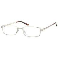Okulary korekcyjne, oprawki, szkła - Oprawki korekcyjne zerówki okulary prostokątne metalowe 510E złote - miniaturka - grafika 1