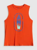 Koszulki dla chłopców - 4F Koszulka bez rękawów regular z nadrukiem chłopięca - czerwona 164 (13-14 lat) - miniaturka - grafika 1