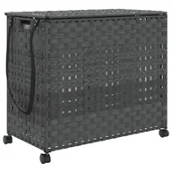 Kosze na bieliznę - vidaXL Kosz na pranie z kółkami Szary 66x35x60 cm Rattan - miniaturka - grafika 1