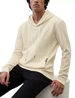 Bluzy męskie - Marc O'Polo Body & Beach Męska bluza z kapturem M, górna część piżamowa, biała, XXL - grafika 1