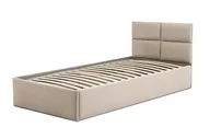 Łóżka - Łóżko tapicerowane, pojemnik na pościel, 90x200 cm, Monos, beżowy - miniaturka - grafika 1