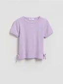Koszulki dla dziewczynek - Reserved - Gładki t-shirt z modalem - lawendowy - miniaturka - grafika 1