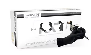 Medasept - Rękawice Nitrylowe Prefer Black, 100 L, 100 Szt. - Rękawiczki jednorazowe - miniaturka - grafika 1