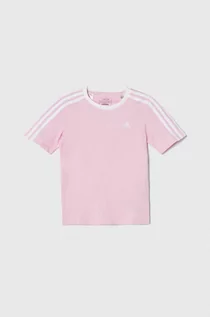 Koszulki dla chłopców - adidas t-shirt bawełniany dziecięcy kolor różowy gładki - grafika 1
