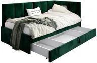 Łóżka dla dzieci i młodzieży - Łóżko młodzieżowe AURA 2 90x200 zielone z tapicerowanym panelem L i szufladą MKPOL - miniaturka - grafika 1