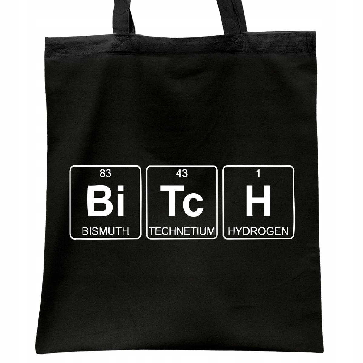 Torba bawełniana czarna na zakupy BITCH Pierwiastki Chemia